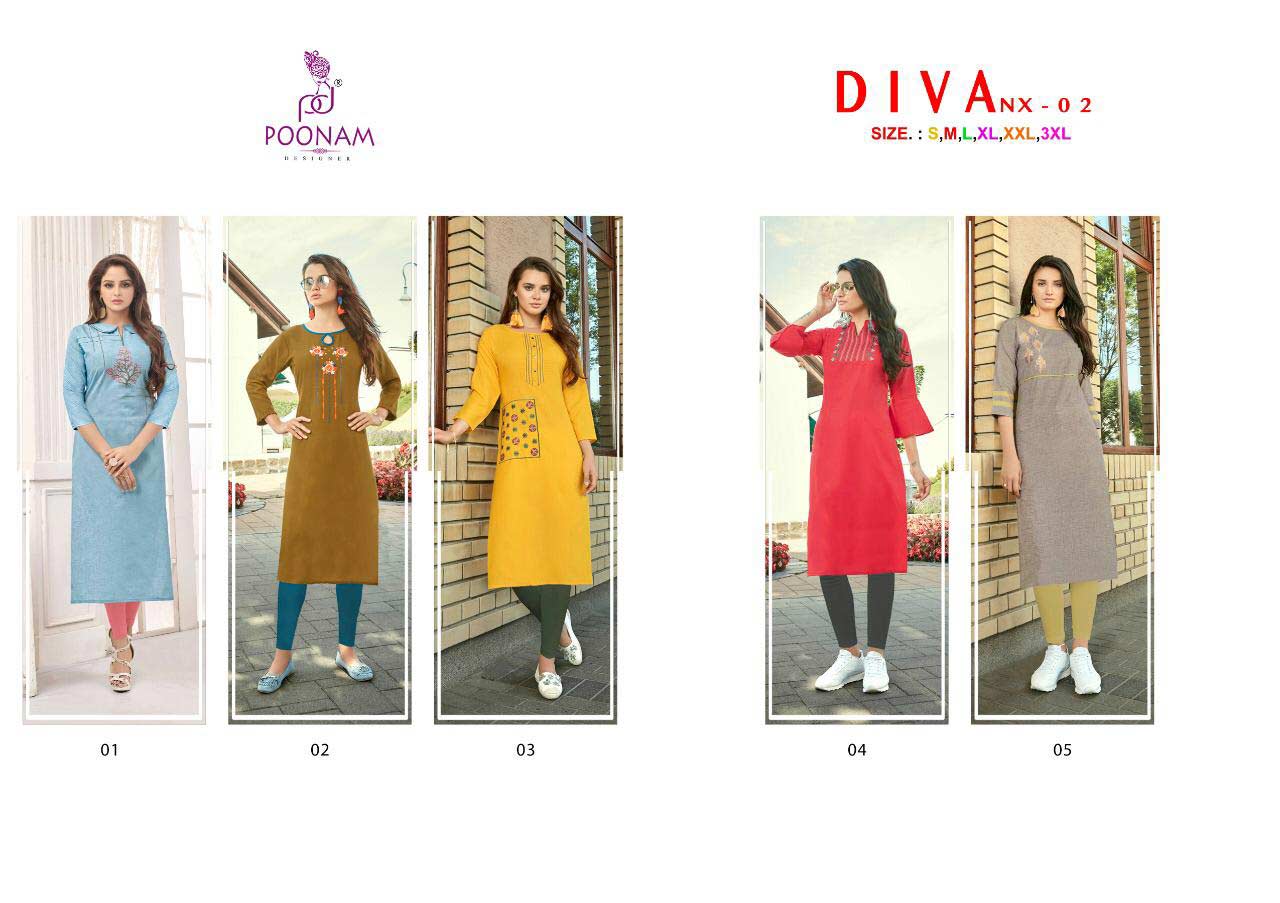 Poonam Designer Diva Nx Vol-2 Soft Cotton Kurti Poonam Designer Diva Nx Vol-2 Soft Cotton Kurti